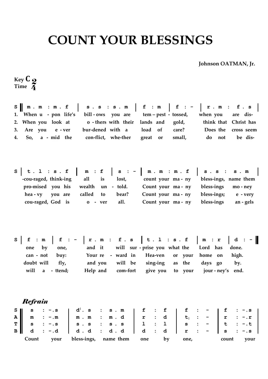 Count Your Blessings — first page