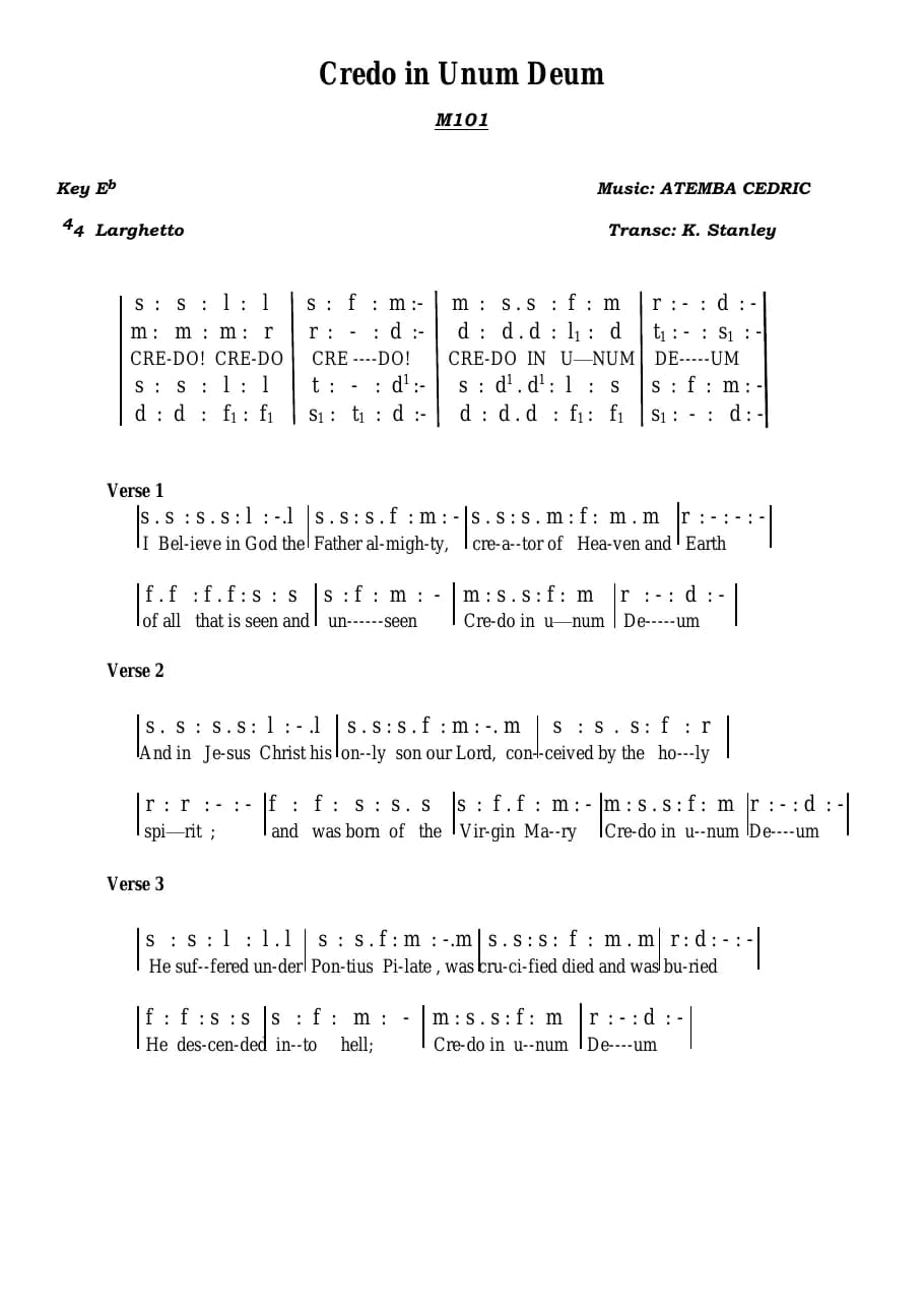 Credo in Unum Deum M — first page
