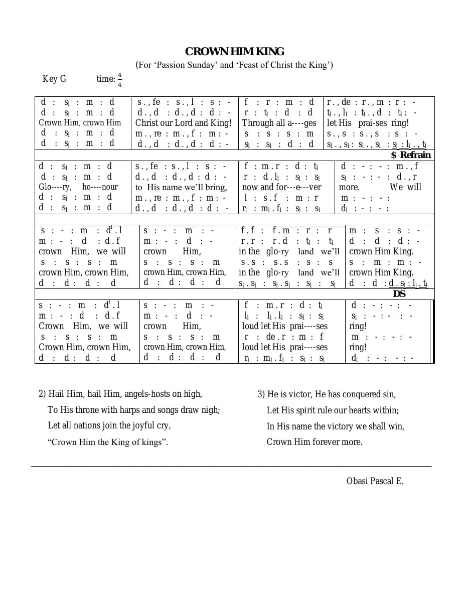 Crown Him King — first page