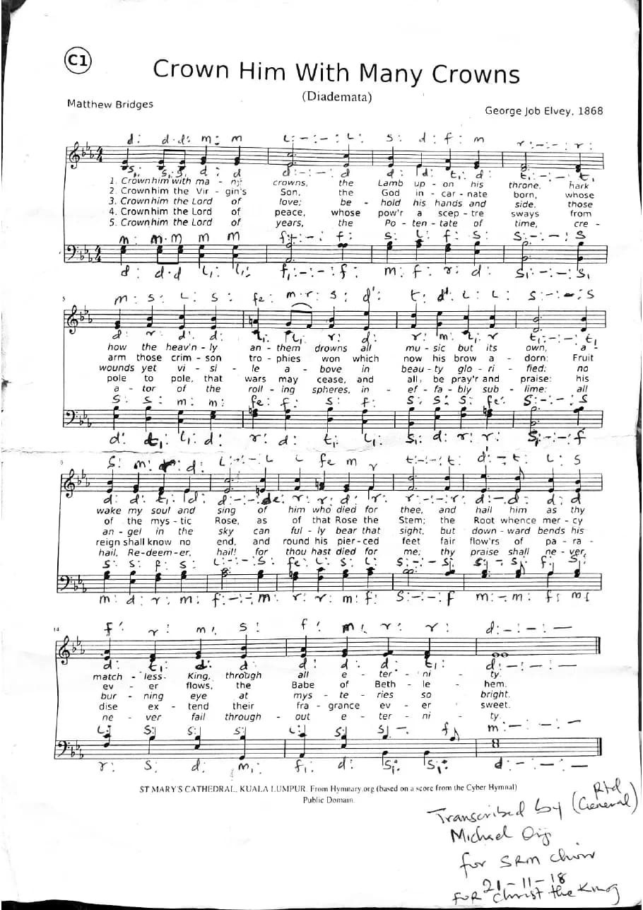 Crown Him with Many Crowns — first page