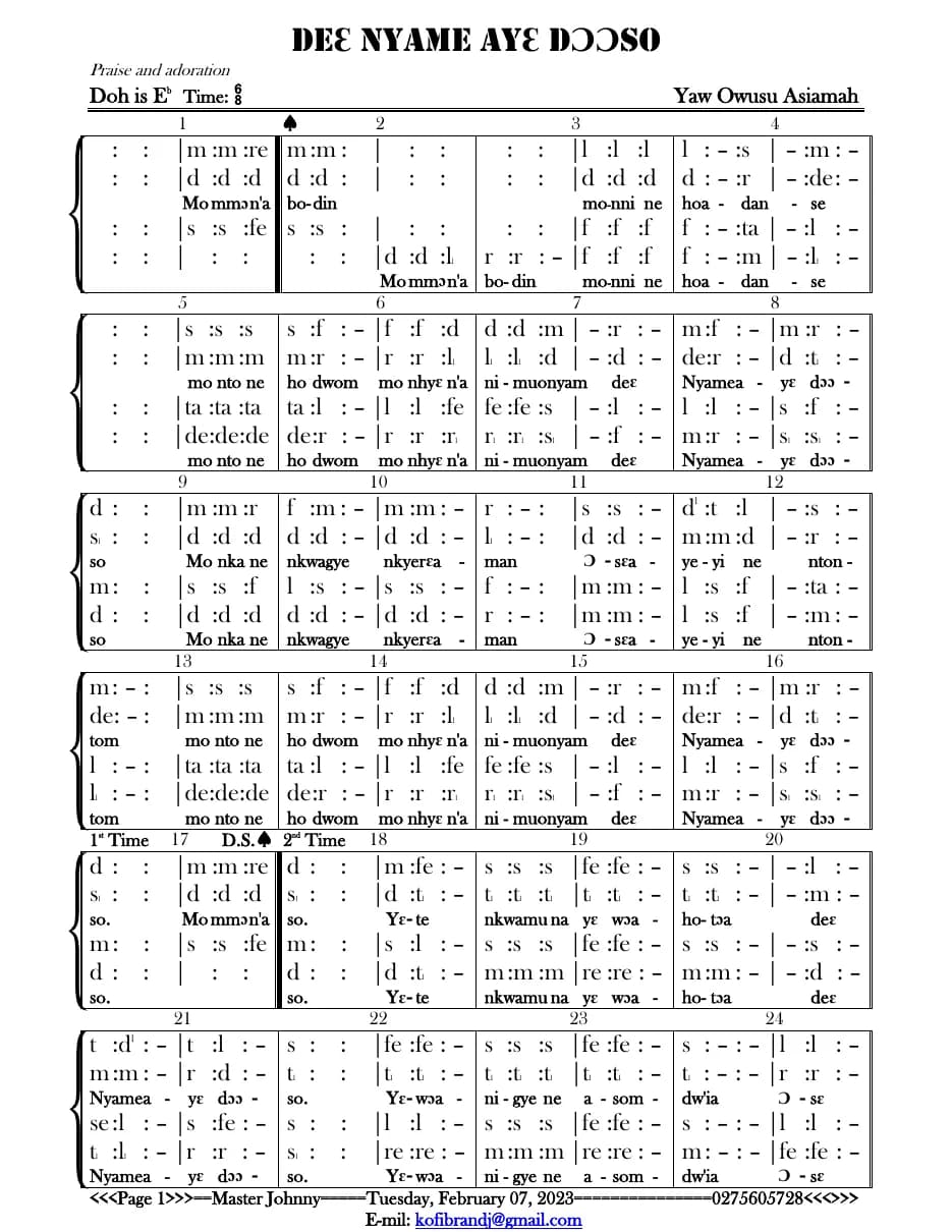 Dee Nyame Aye Dooso Tonic — first page