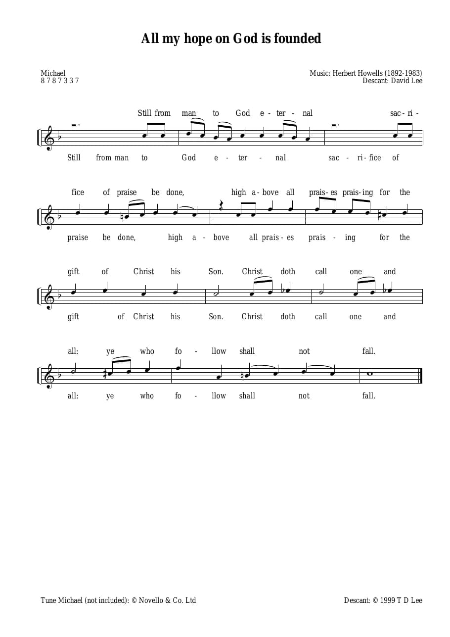 Descant All My Hope on God Is Found — first page