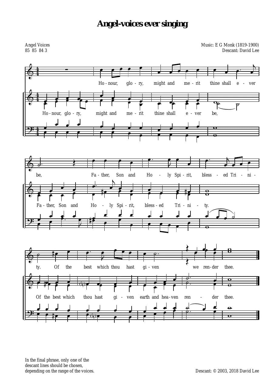 Descant Angel Voices — first page