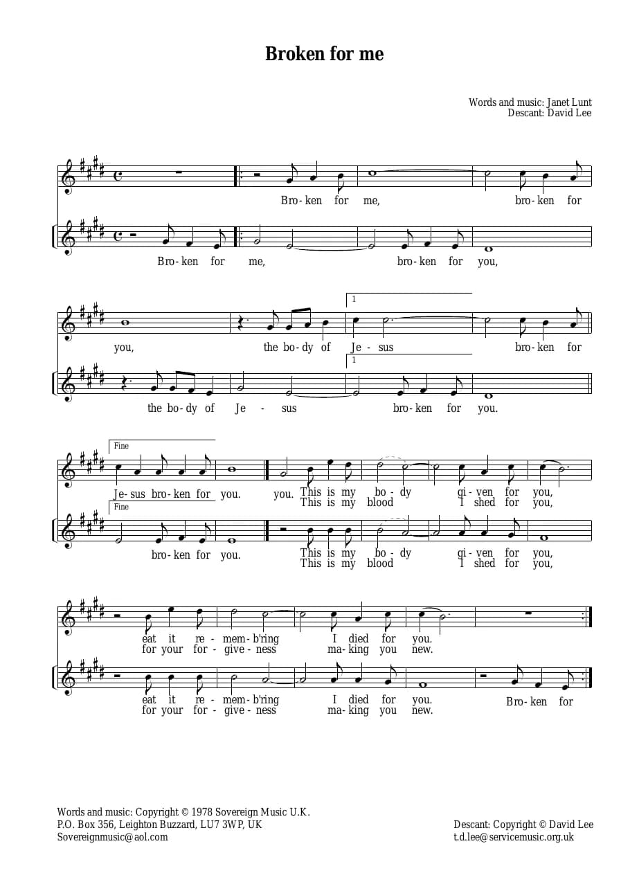 Descant Broken for Me — first page