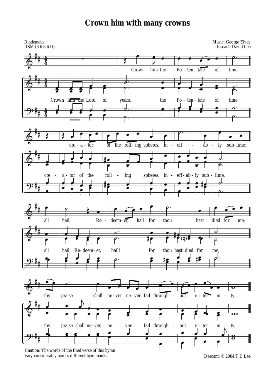 Descant Crown Him with Many Crowns — first page