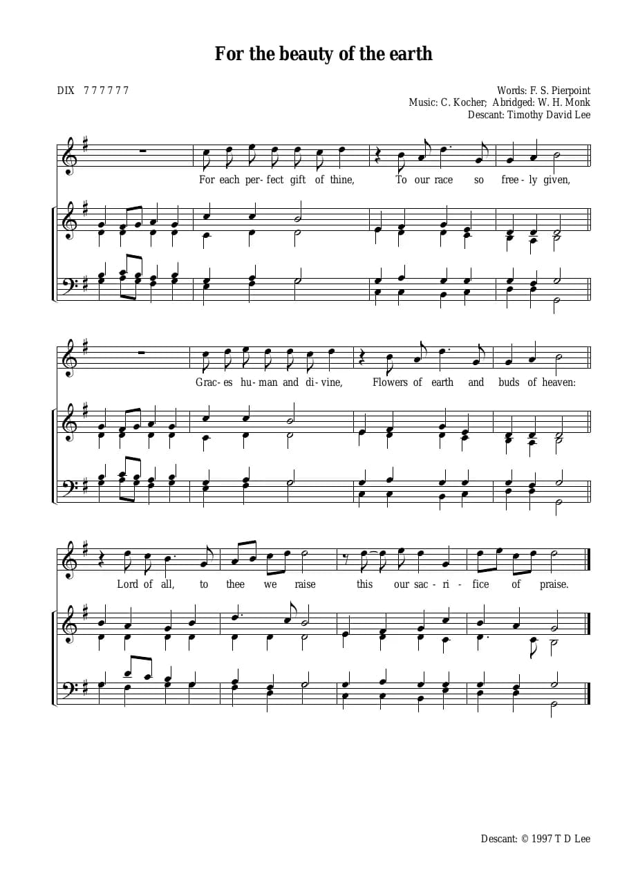 Descant for the Beauty of the Earth — first page