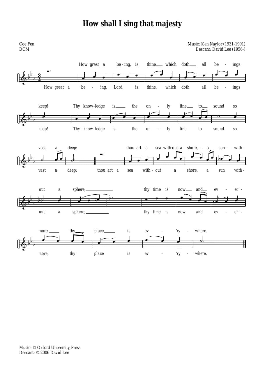 Descant How Shall I Sing — first page
