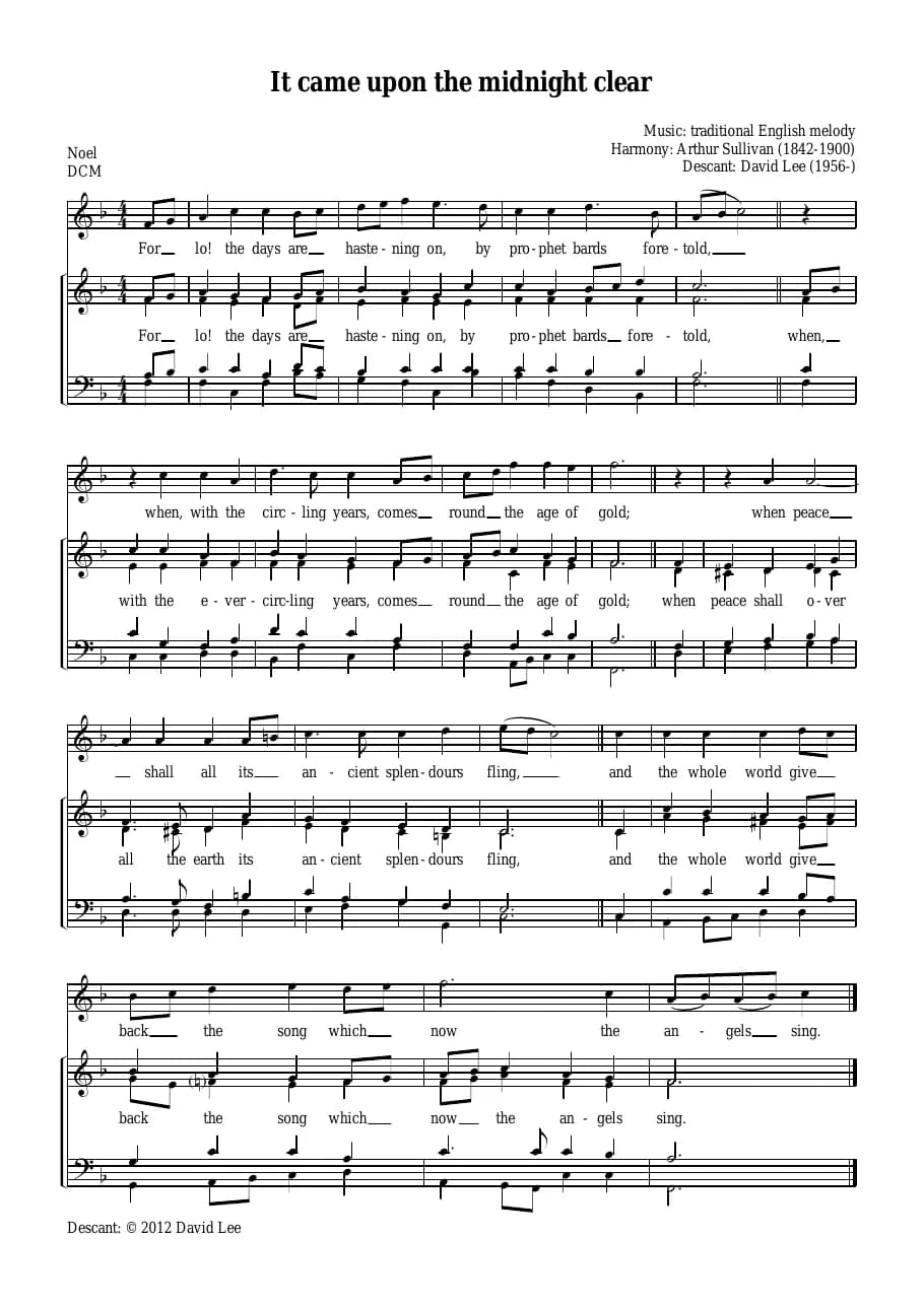 Descant It Came Upon the Midnight Clear — first page
