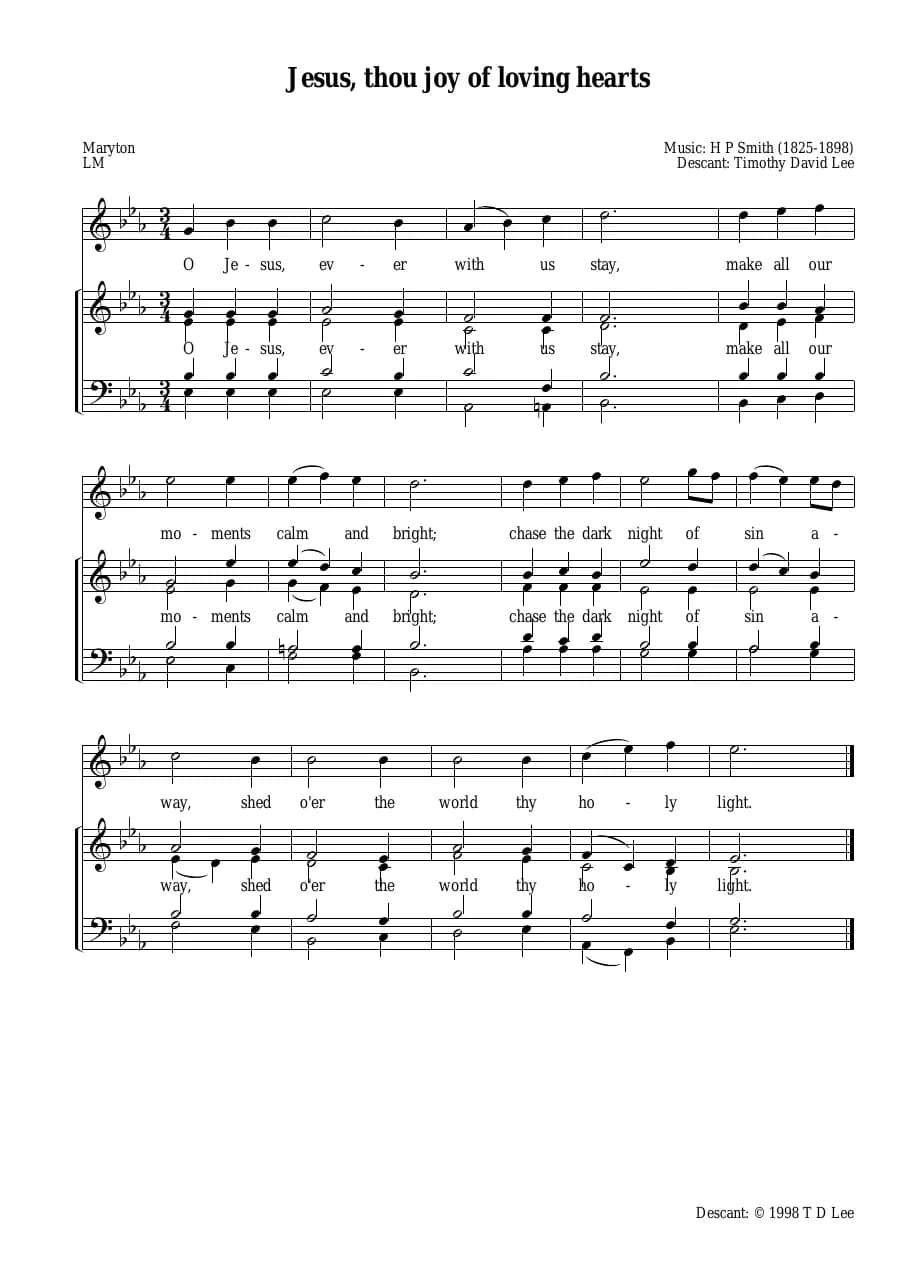 Descant Jesus Thou Joy of Loving Heart — first page