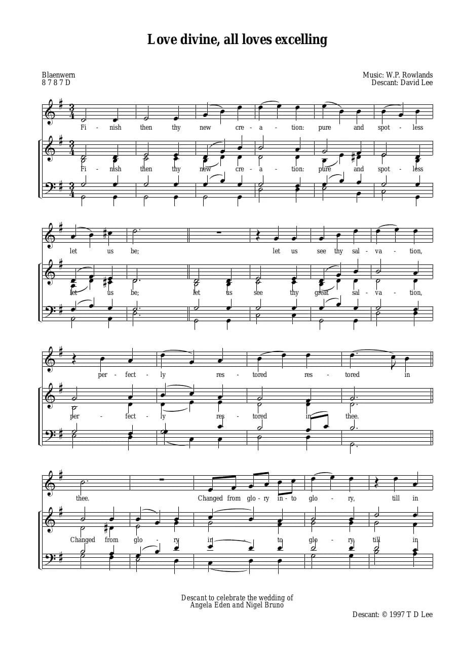 Descant Love Divine All Love Excelling — first page
