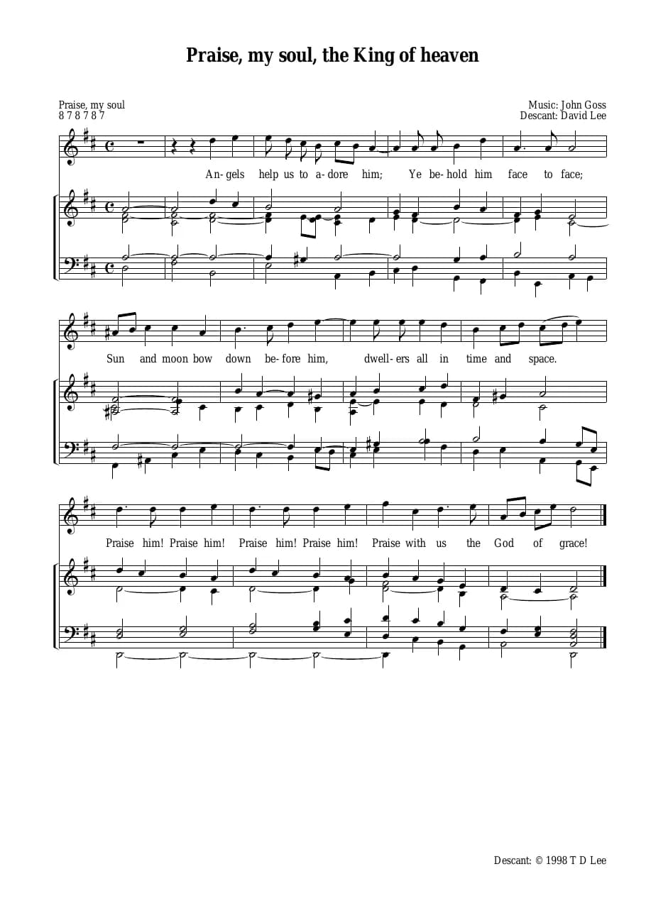 Descant Praise My Soul — first page