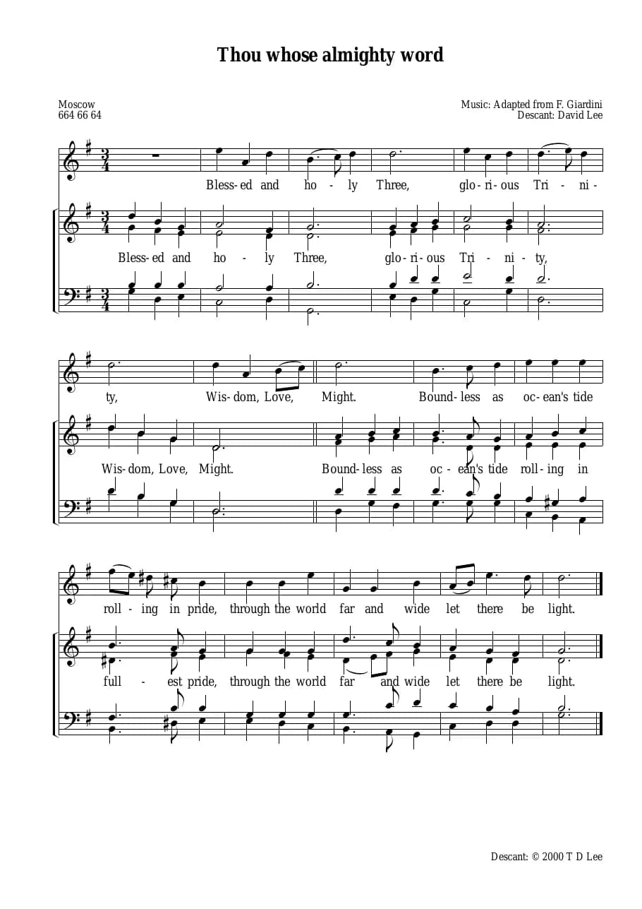 Descant Thou Whose Almighty Hand — first page