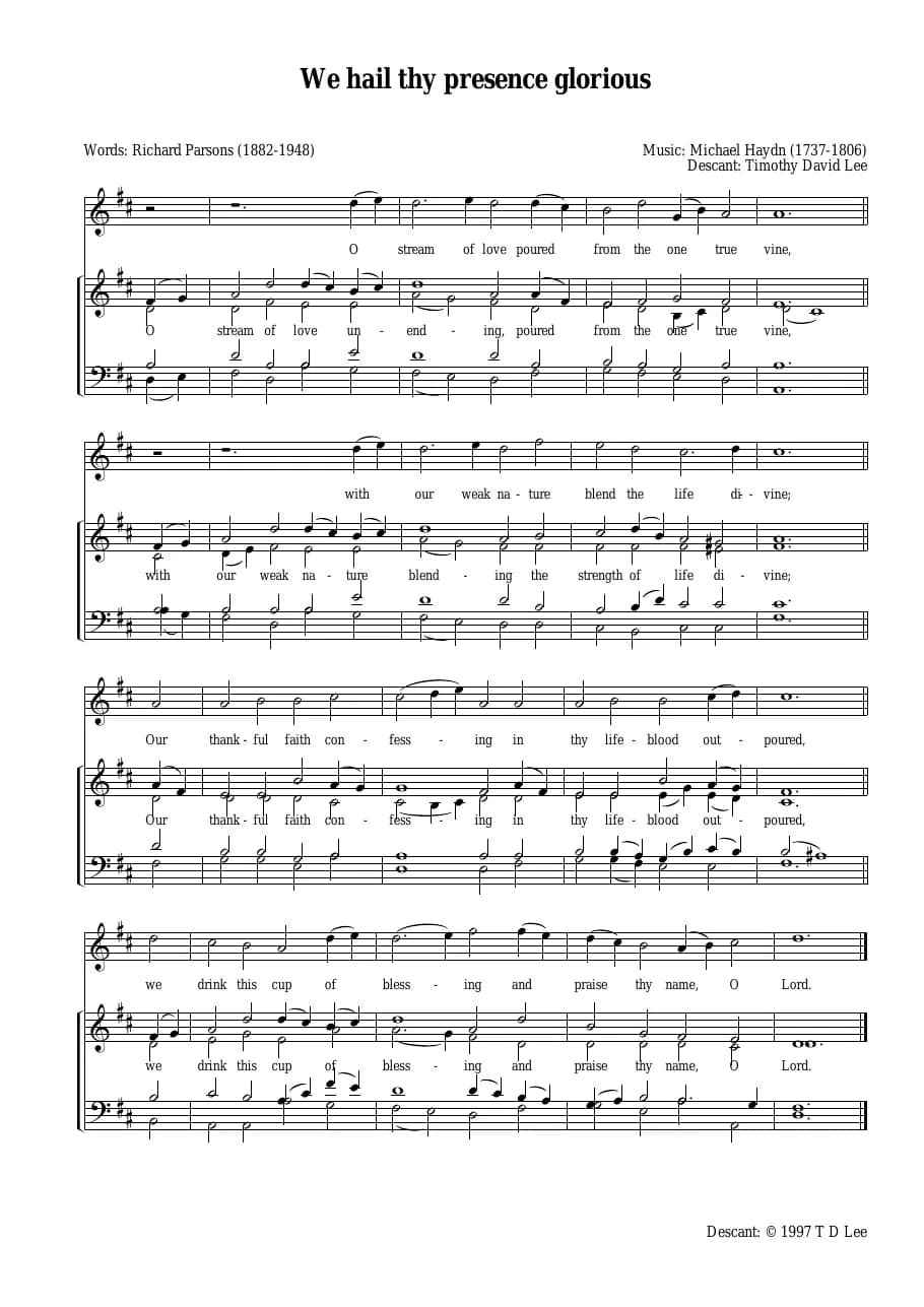 Descant We Hail Thy Presence — first page
