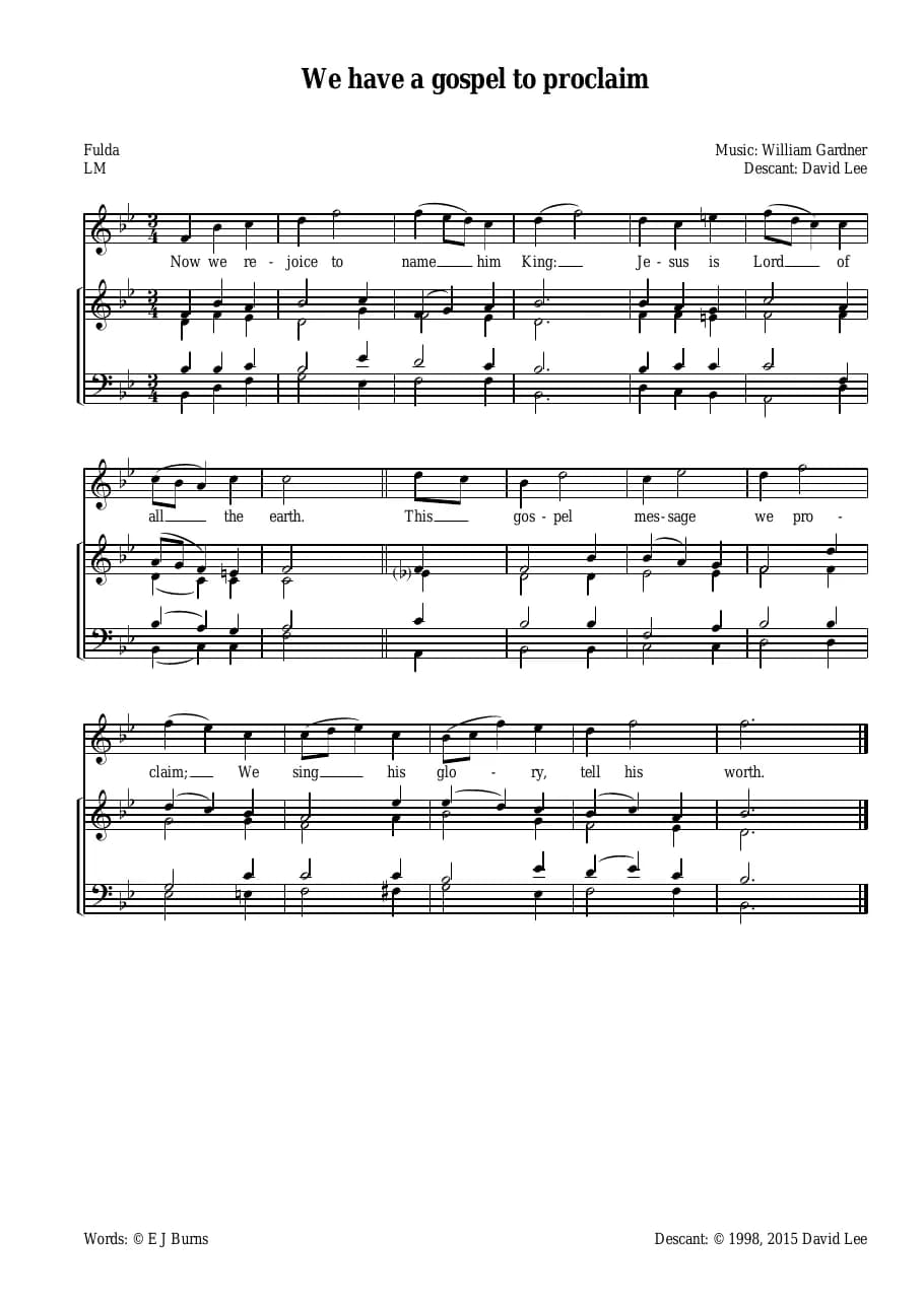 Descant We Have a Gospel to Proclaim — first page