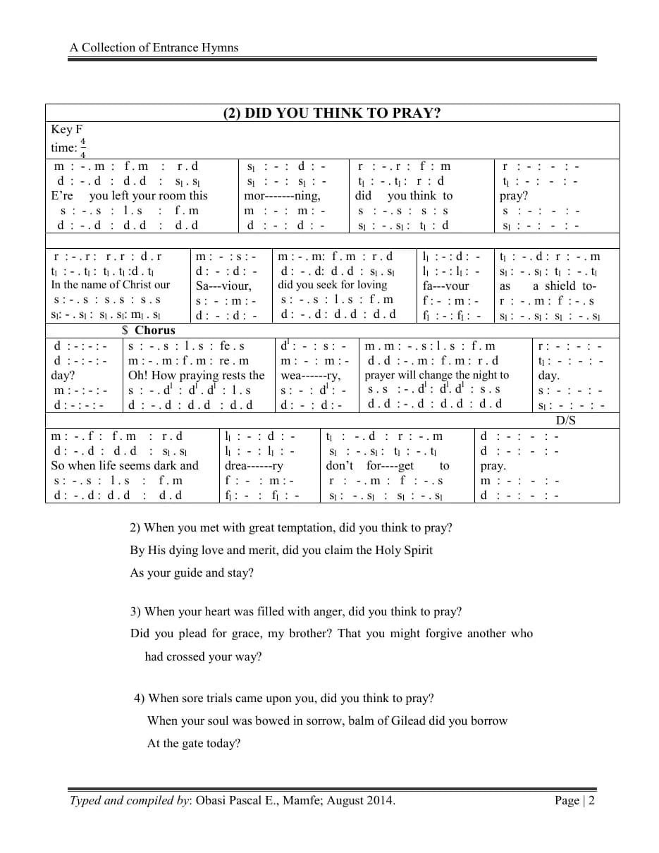 Did You Think to Pray — first page