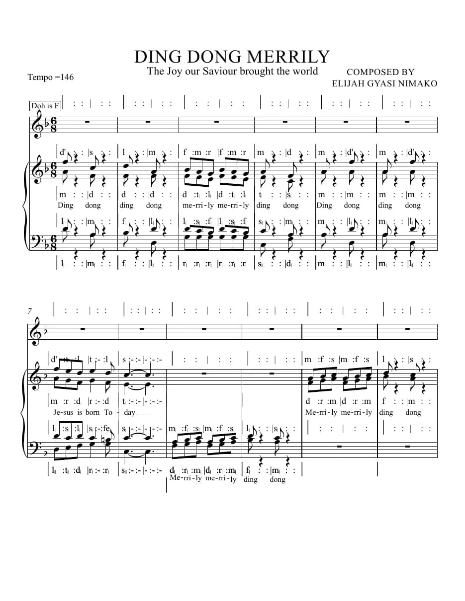 Ding Dong Merrily. Elijah Gyasi Nimako — first page