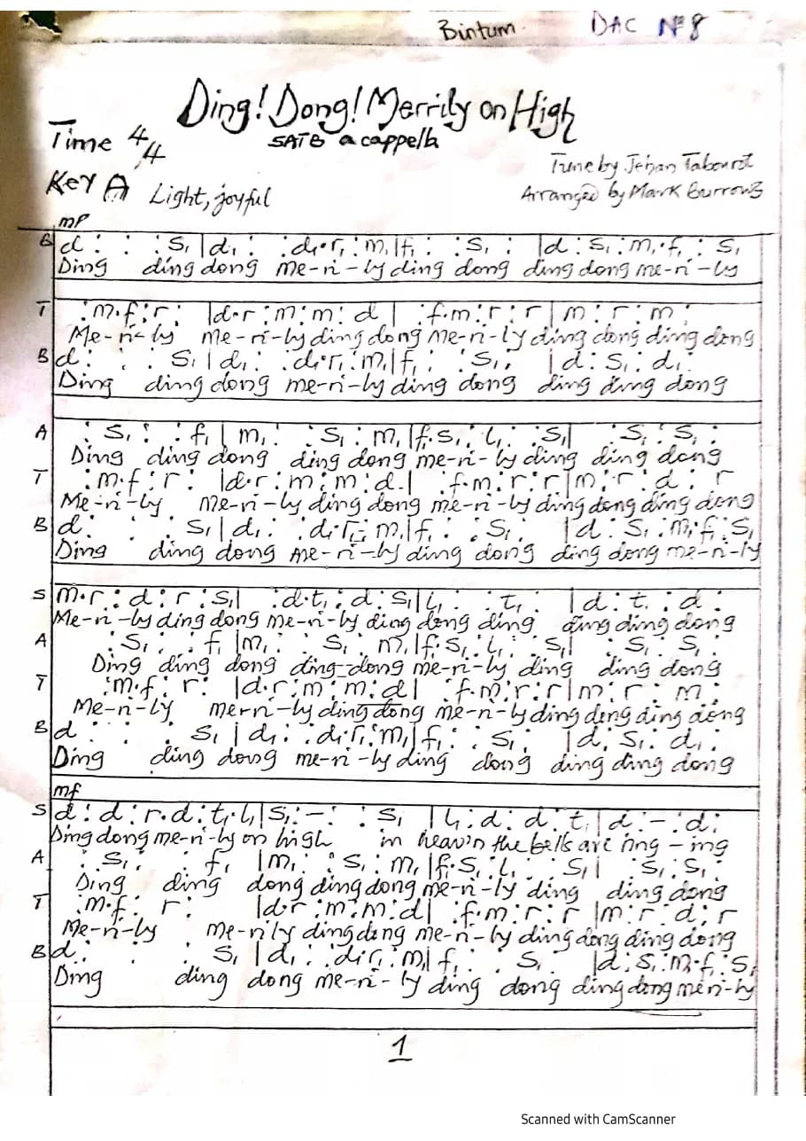 Ding Dong Merrily on High — first page