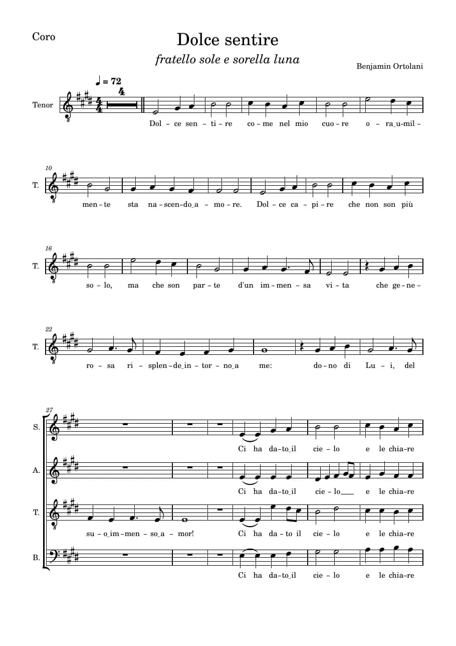 Dolce Sentire - Coro — first page