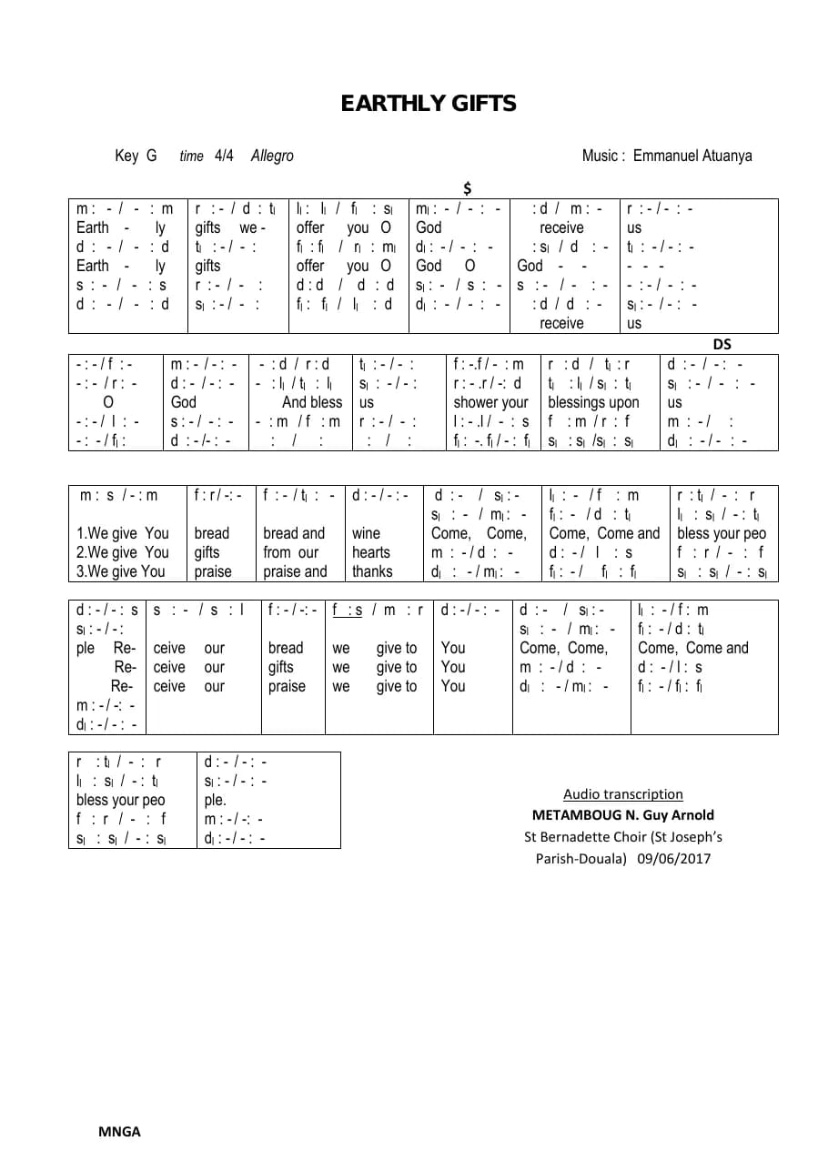 Earthly Gifts — first page