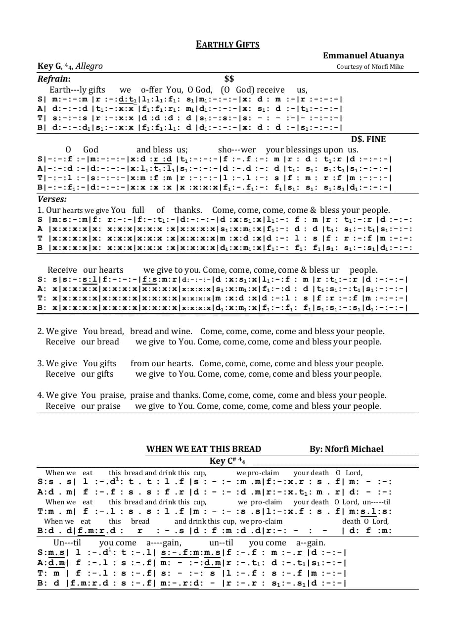 Earthly Gifts — first page