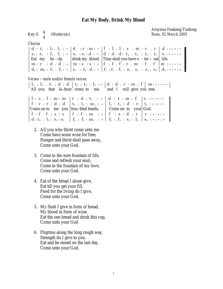 Eat My Body, Drink My Blood — first page