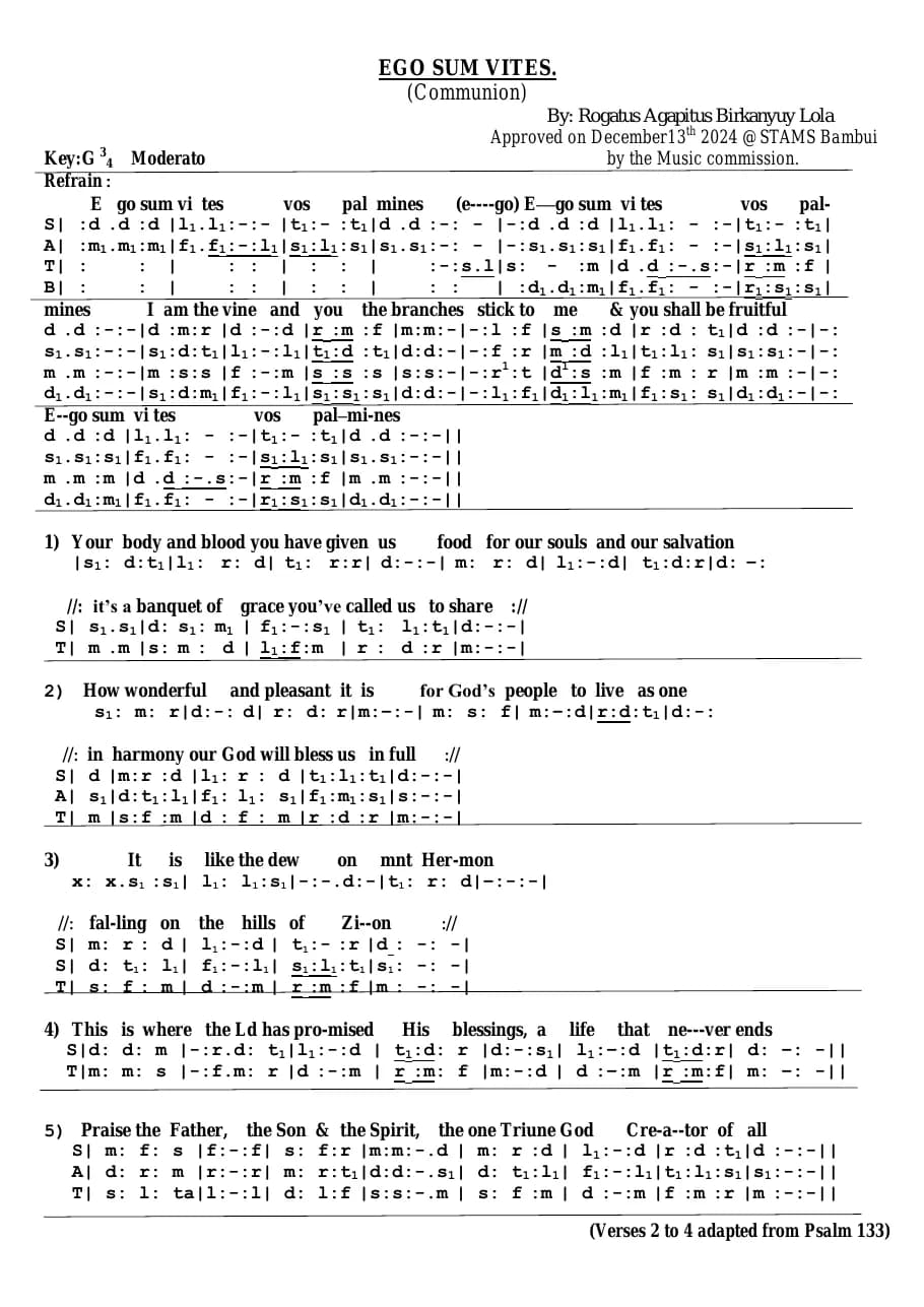 Ego Sum Vites Approved — first page