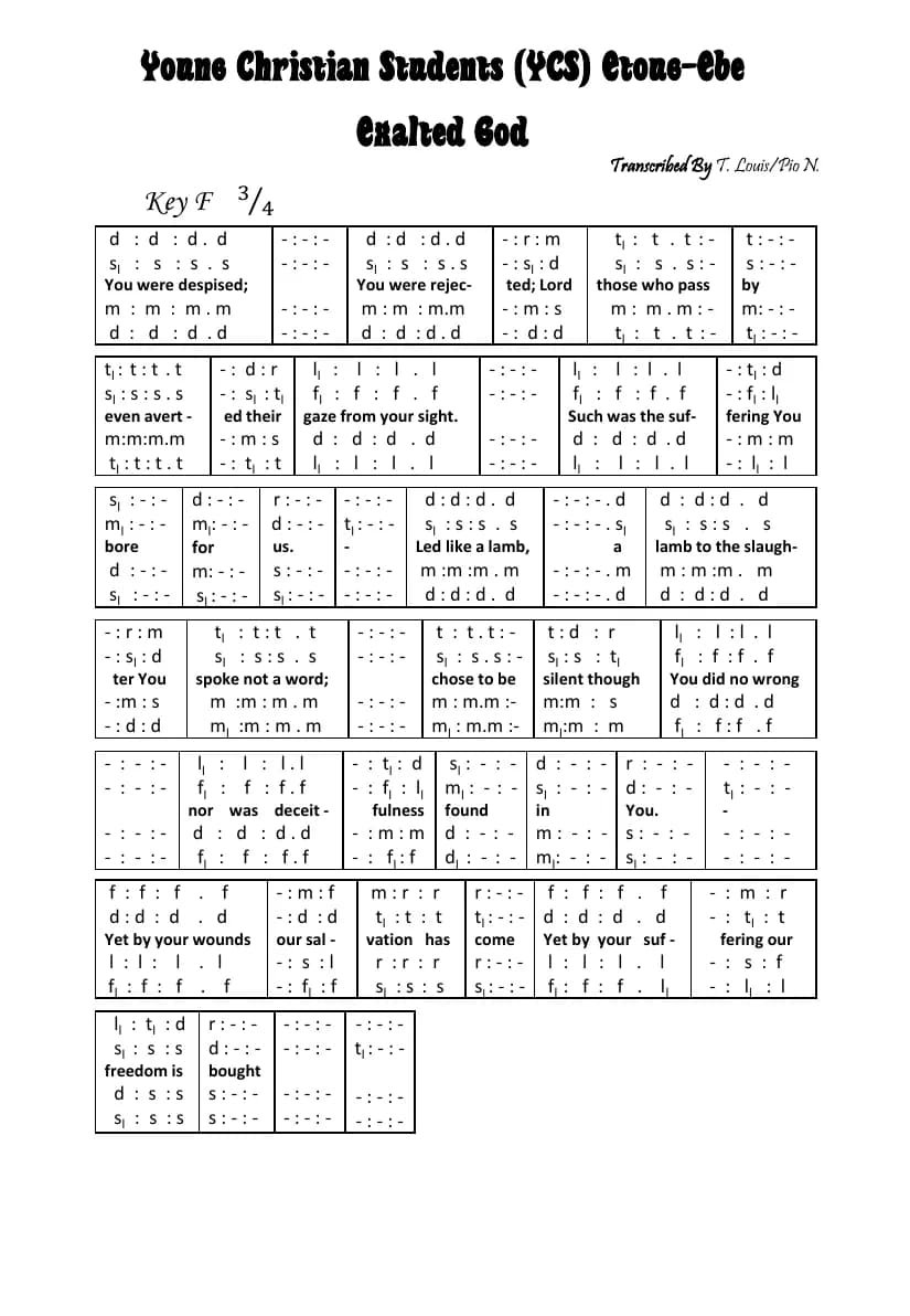 Exalted God — first page