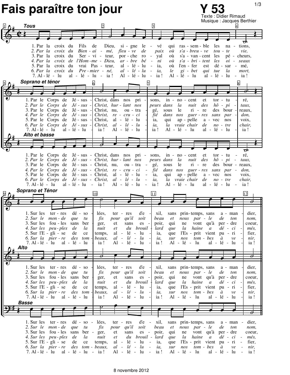 Faire Paraitre Ton Jour — first page