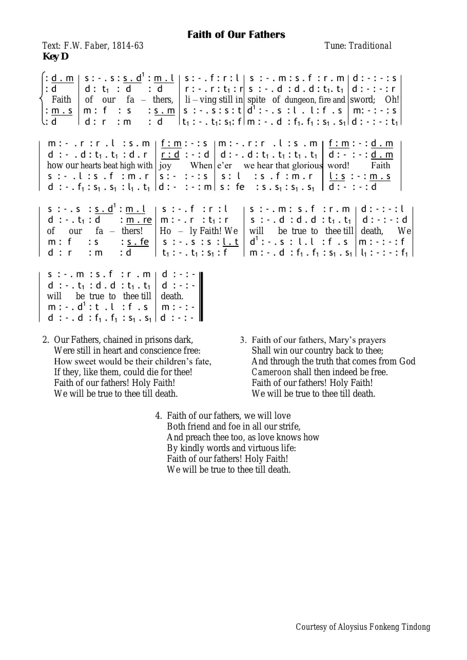 Faith of Our Fathers — first page