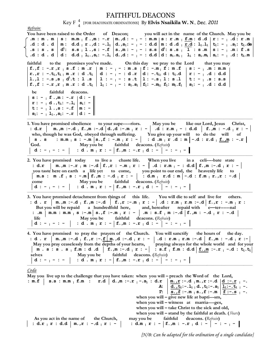 Faithful Deacons — first page