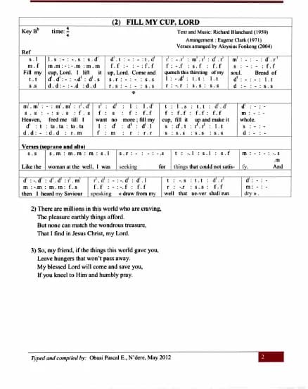 Fill My Cup Lord — first page