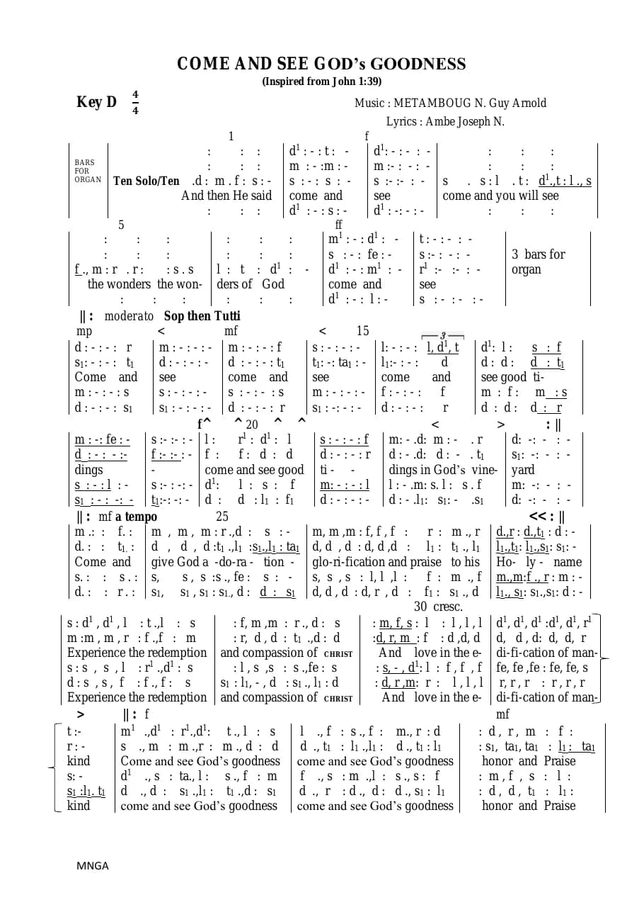 Final Come and See God's Goodness — first page