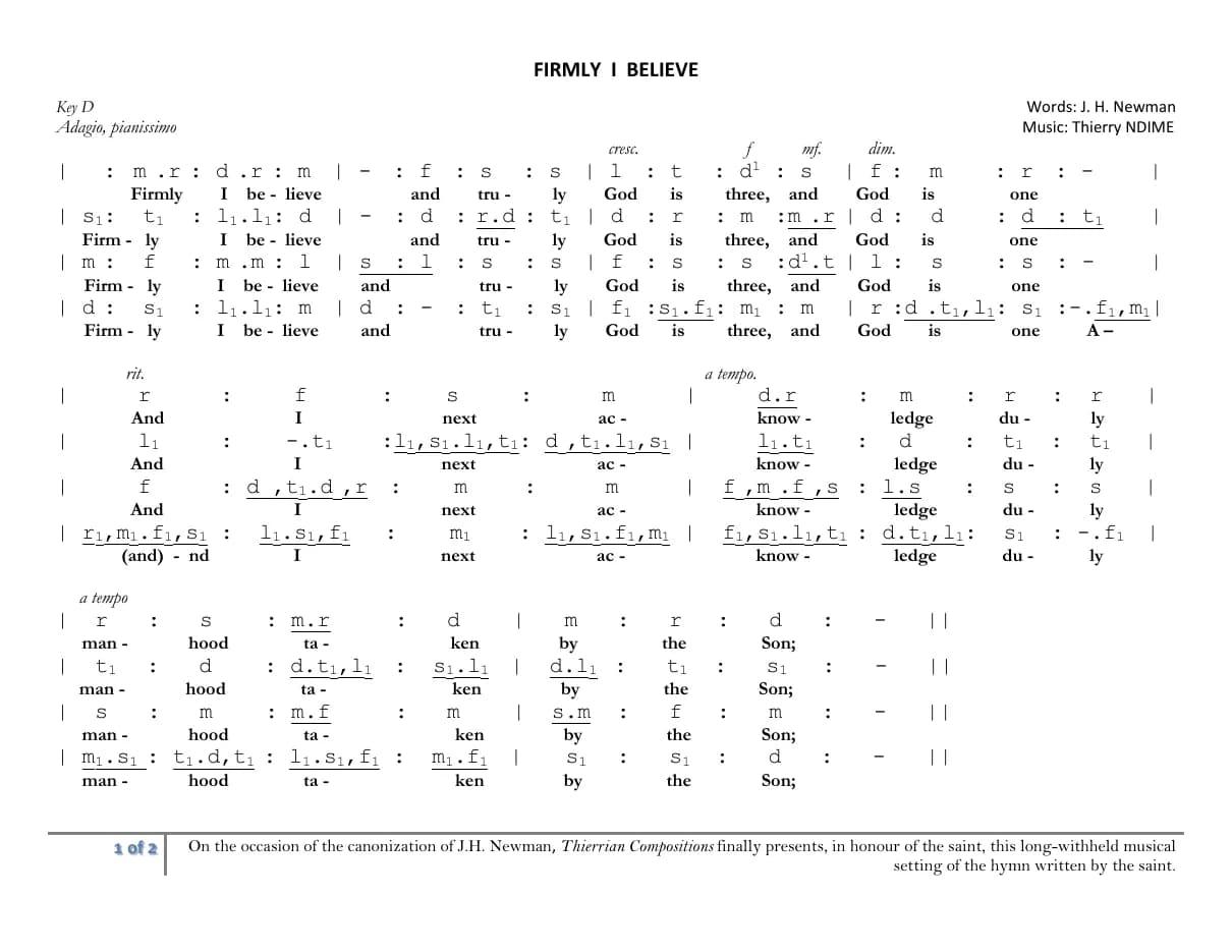 Firmly I Believe — first page