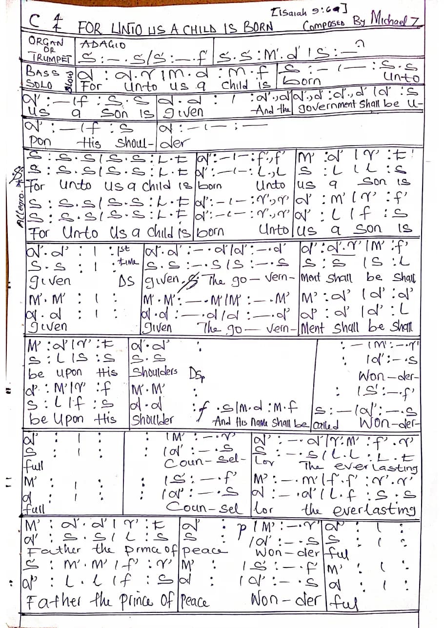 For unto Us — first page