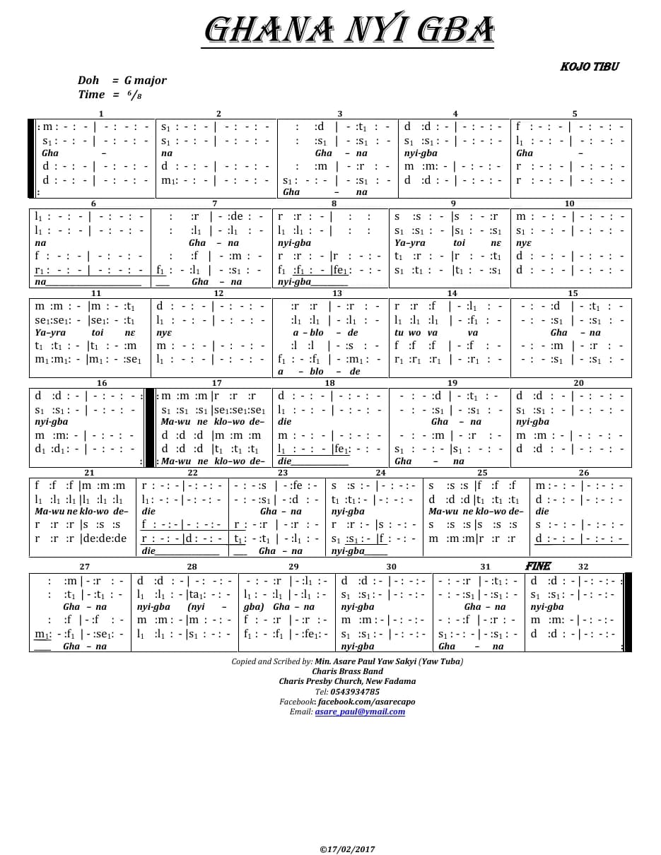 Ghana Nyigba — first page