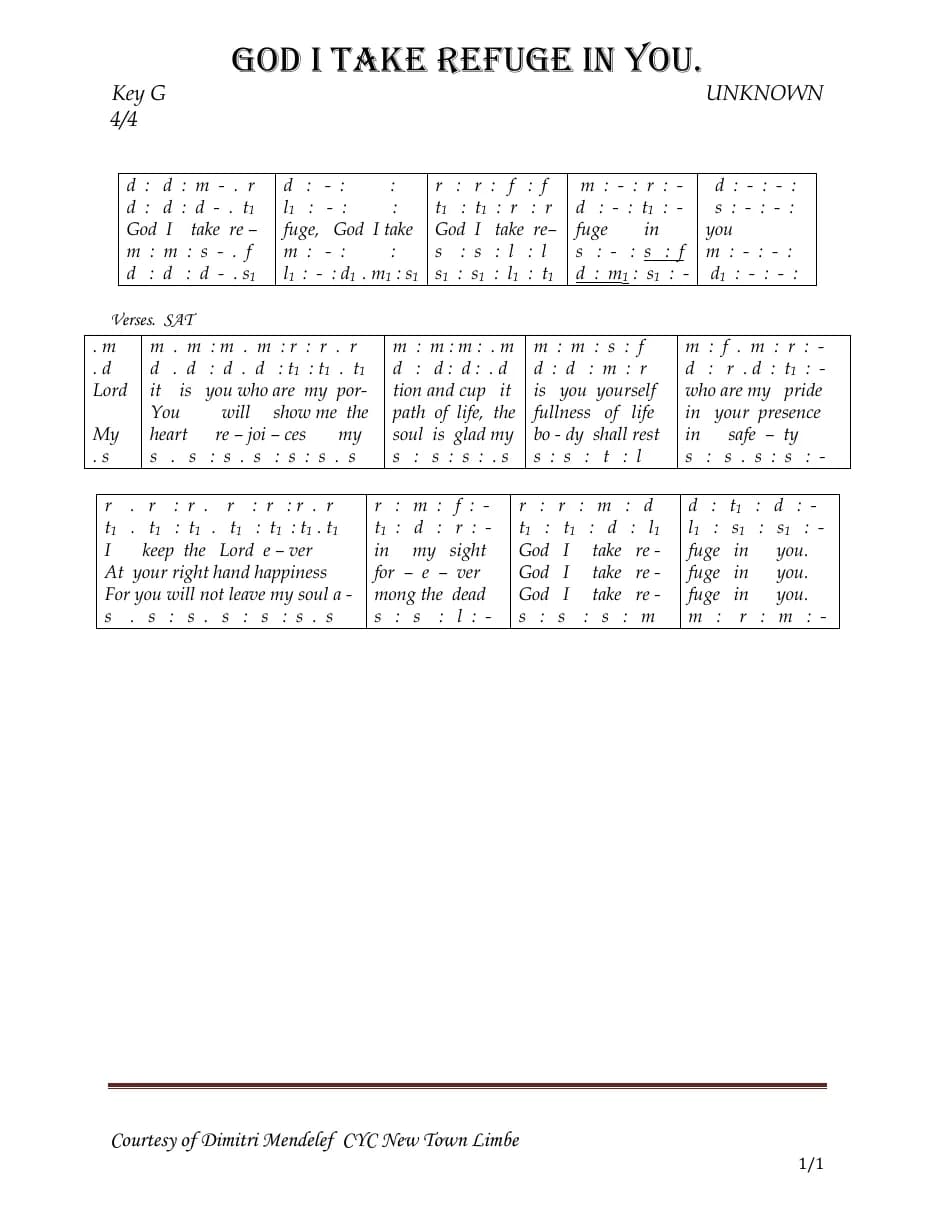 Gid I Take Refuge in You — first page