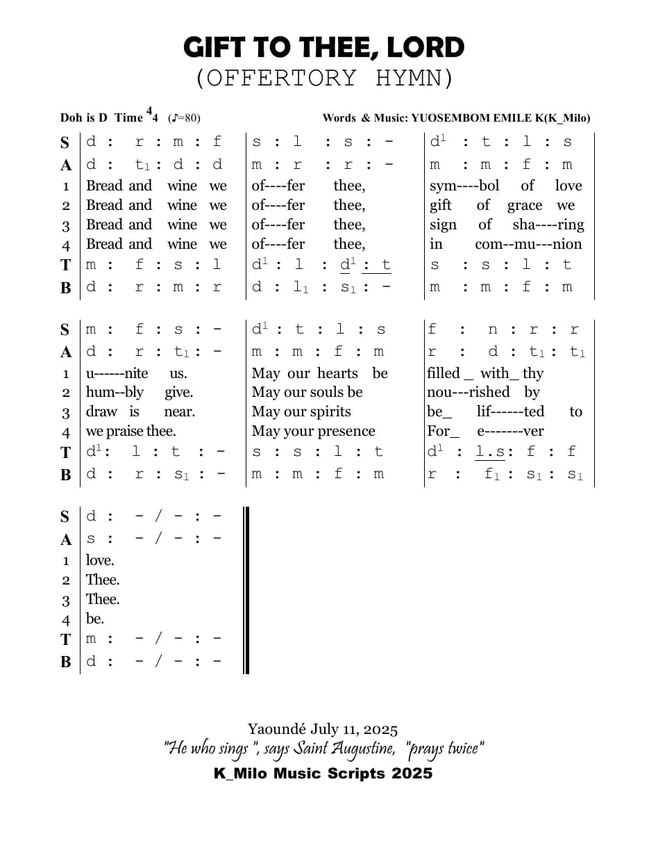 Gifts to Thee, Lord V — first page