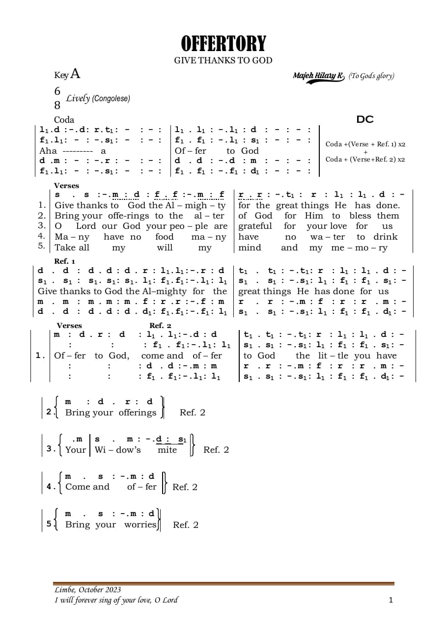 Give Thanks to God Majeh — first page