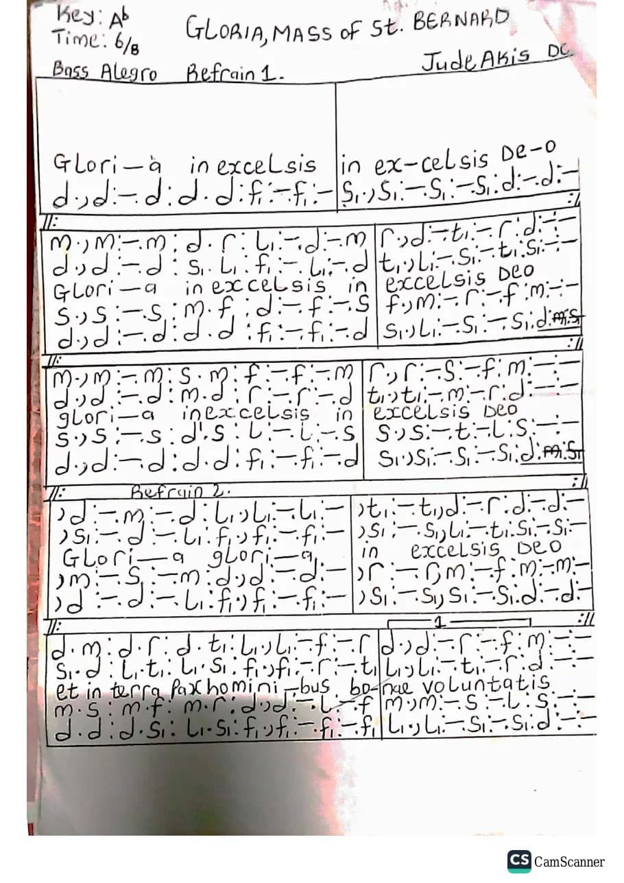 Gloria, Mass of Saint Benard — first page