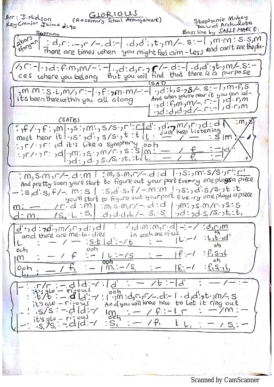 Glorious - One Voice — first page