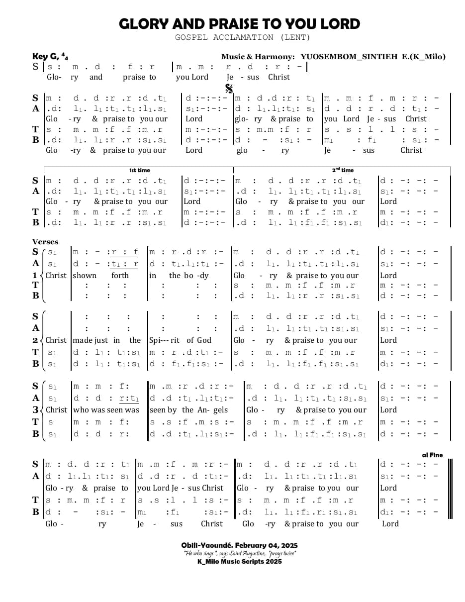 Glory and Praise to You Lord V — first page