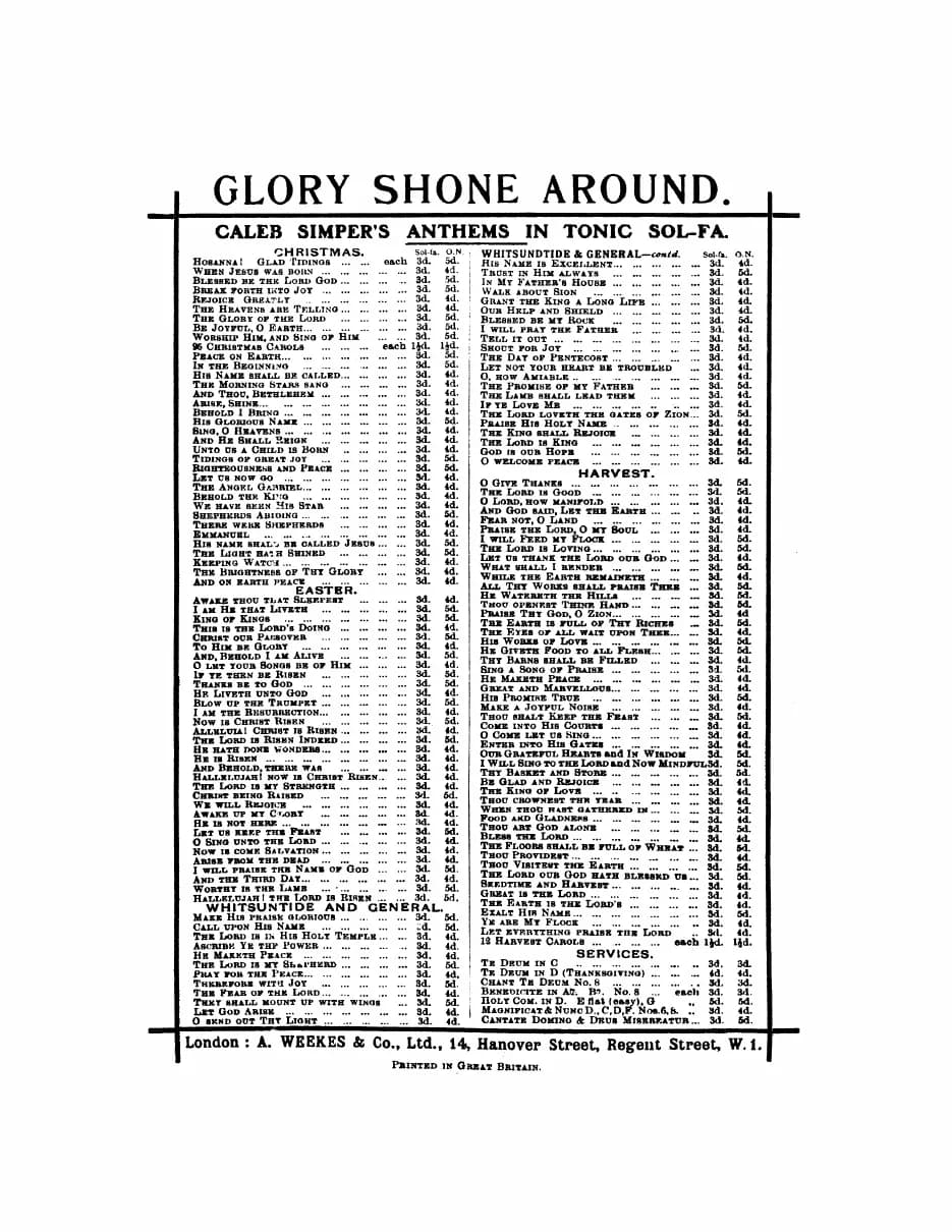 Glory Shone Around — first page