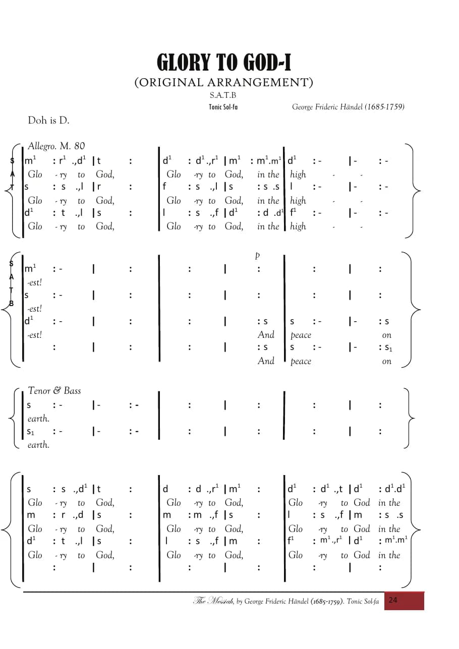 Glory to God — first page