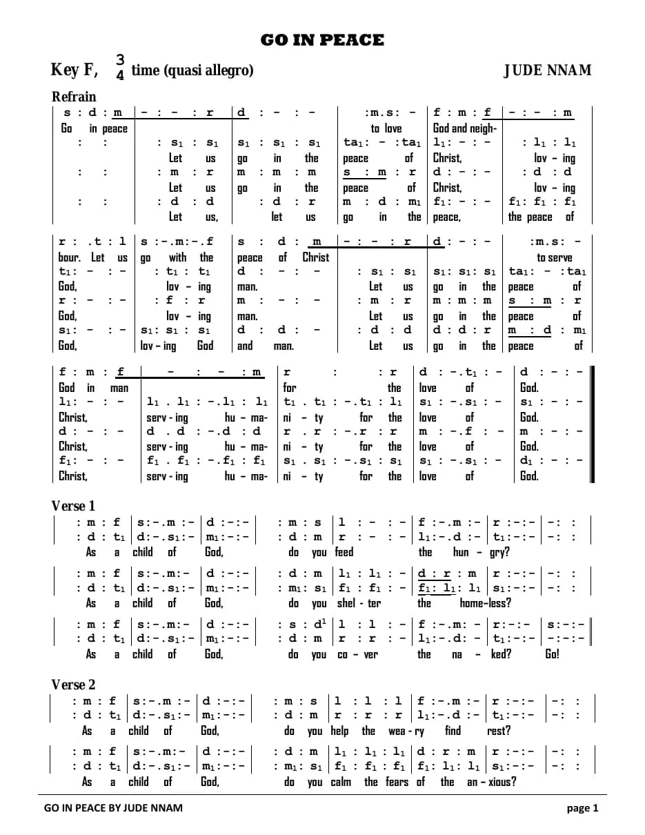 Go in Peace — first page