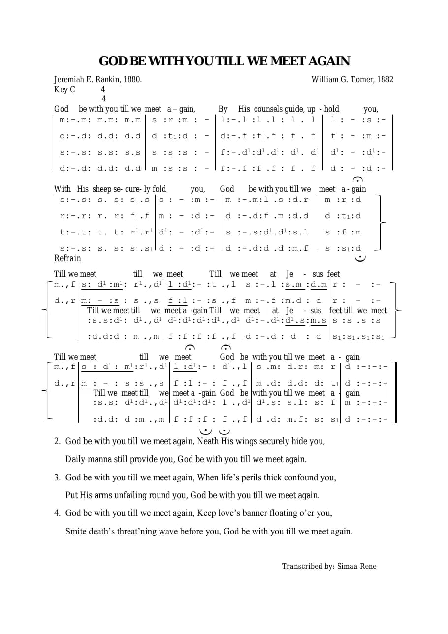 God Be with You Till We Meet Again — first page