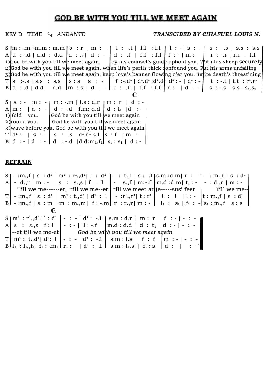 God Be with You Till We Meet Again — first page
