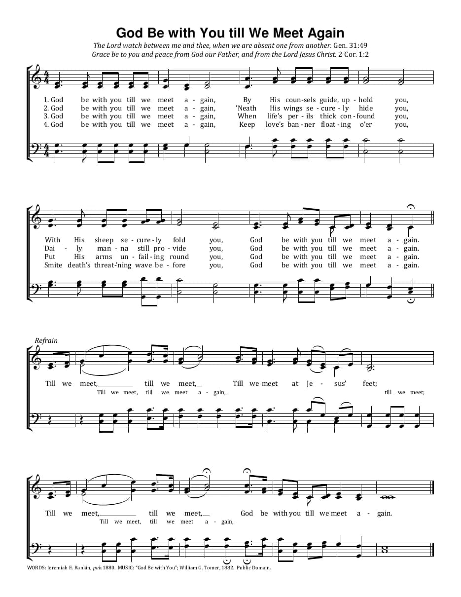 God Bewith You Till We Meet Again — first page