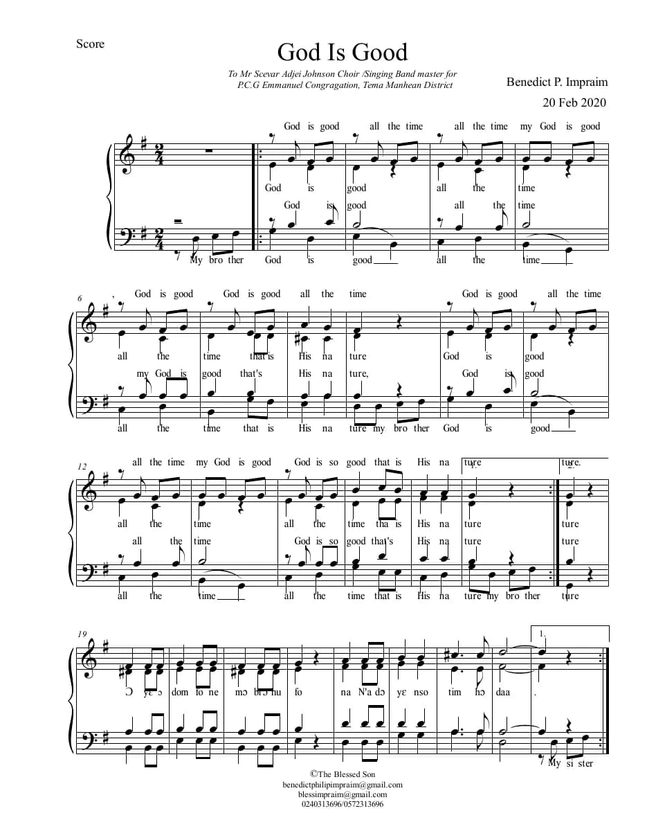 God Is Good — first page