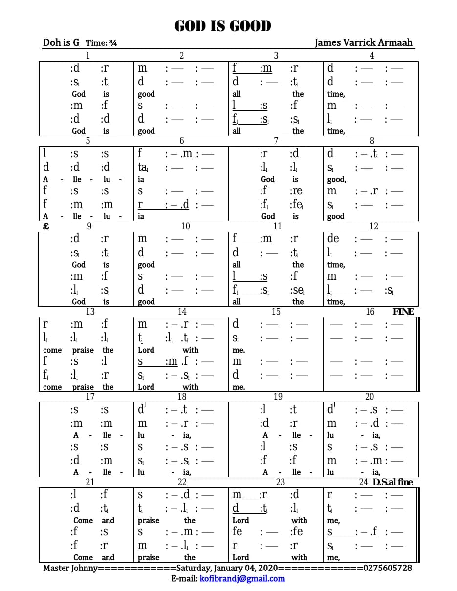 God Is Good — first page