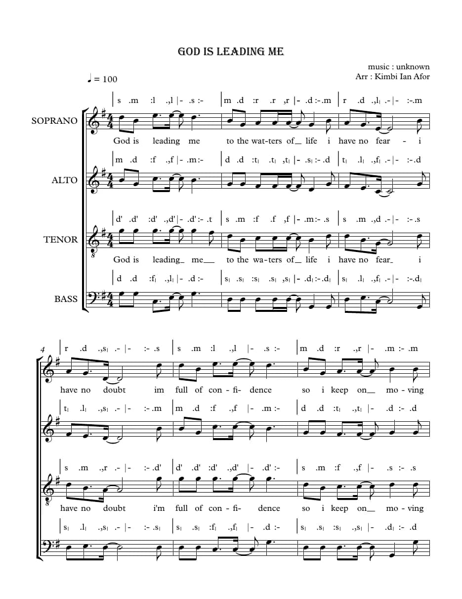 God Is Leading — first page